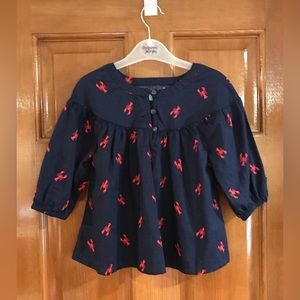 Old Navy Lobster Crawfish Blouse 
3/4 Sleeve w/ 3 Button Neckline
Size 5 / 5T XS